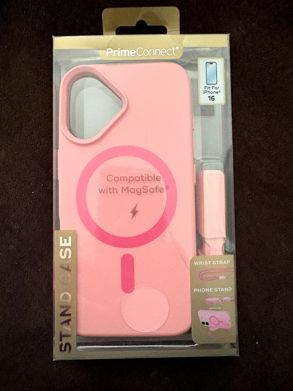 Pink MagSafe Compatible Phone Case with Wrist Strap - Fits iPhone 16